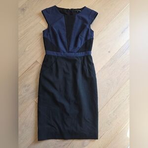 ANTONIO MELANI Navy and Black Midi Dress